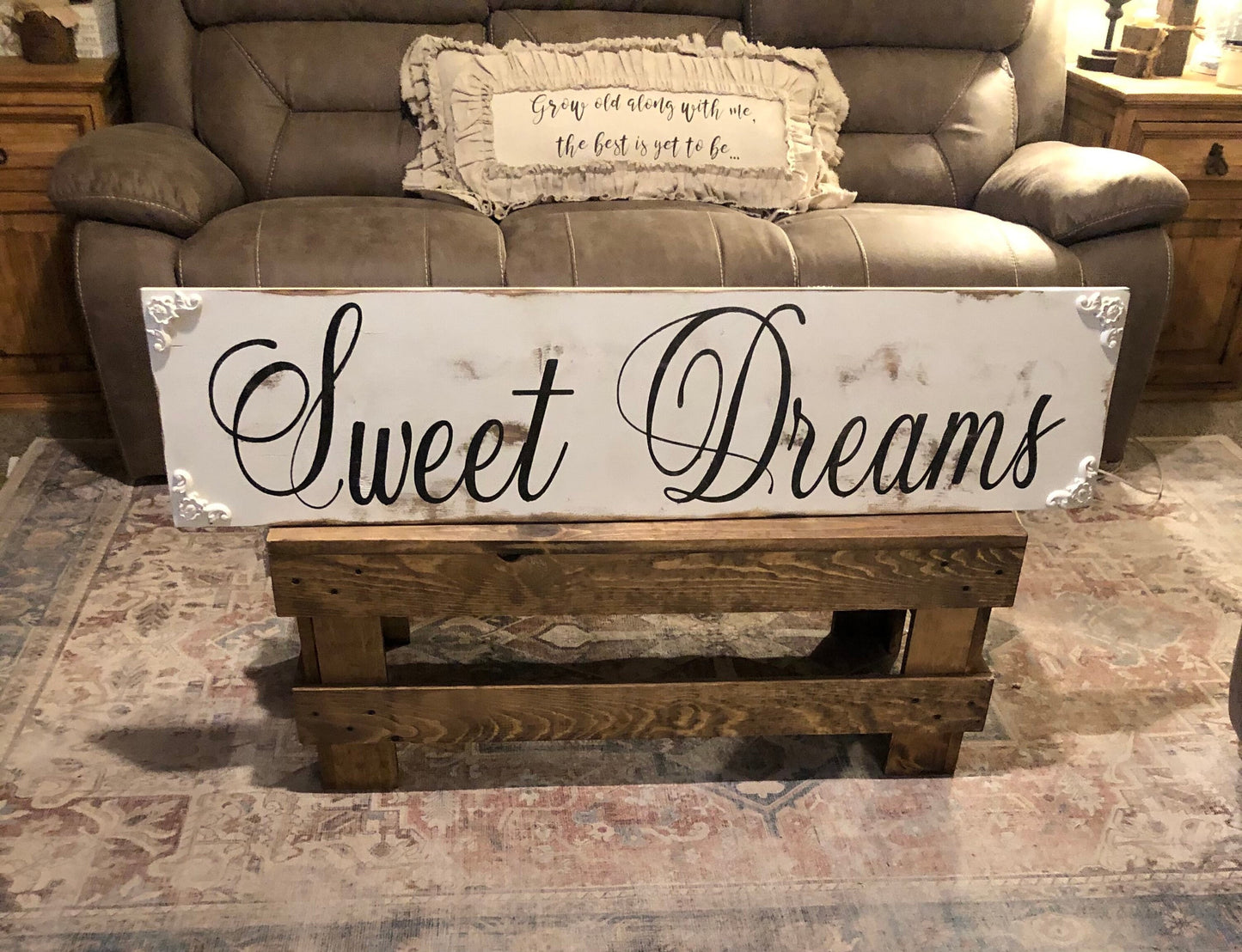 Large Sweet Dreams sign/bedroom sign/rustic farmhouse sign/French country sign/children sign
