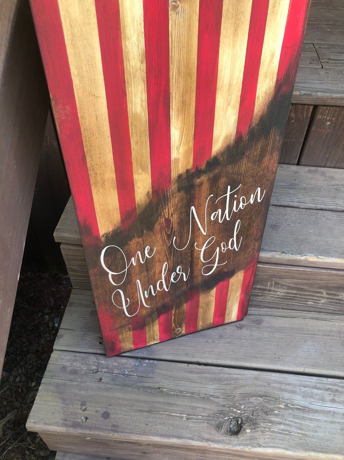Patriotic Flag sign/porch sign/Patriotic flag sign/flag welcome sign/ fourth of July sign/Americana decor/flag decor