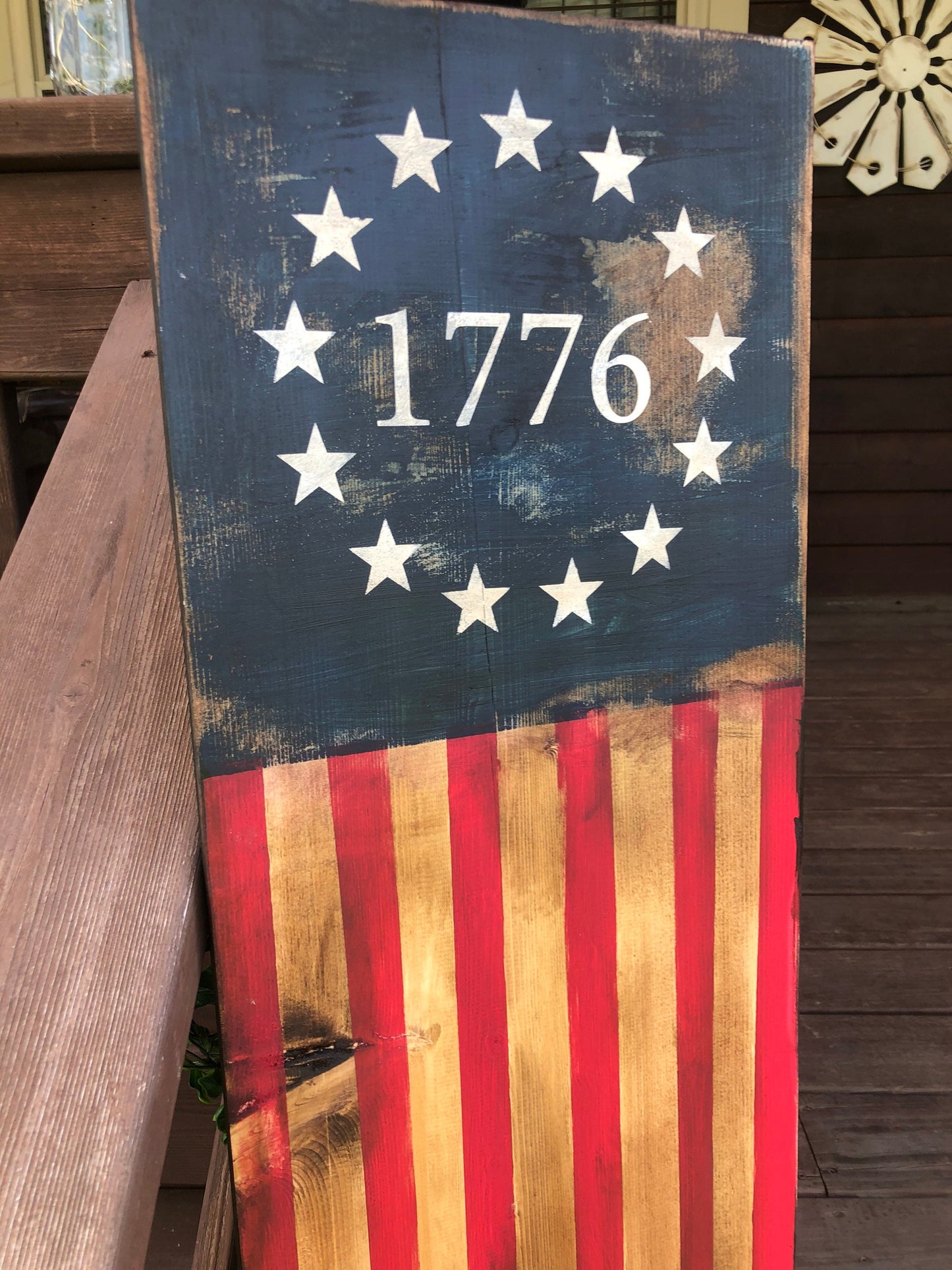 Patriotic Flag sign/porch sign/Patriotic flag sign/flag welcome sign/ fourth of July sign/Americana decor/flag decor