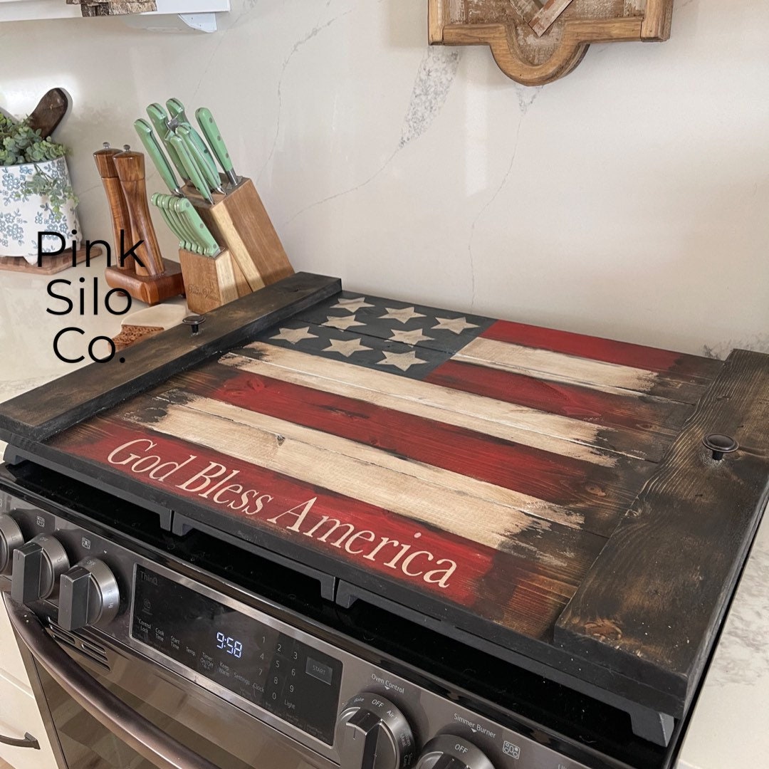 American flag noodle board/American flag stove cover/rustic Americana decor/rustic stove top cover/God bless America