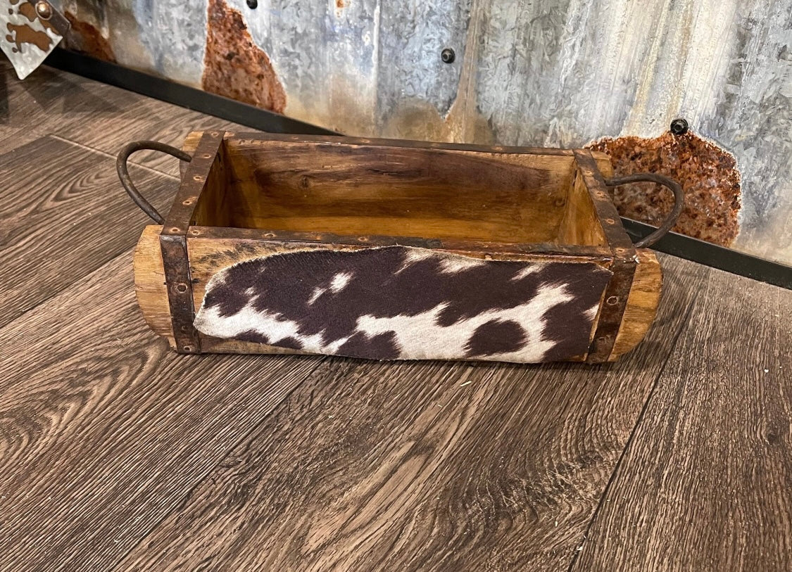 Faux cowhide box