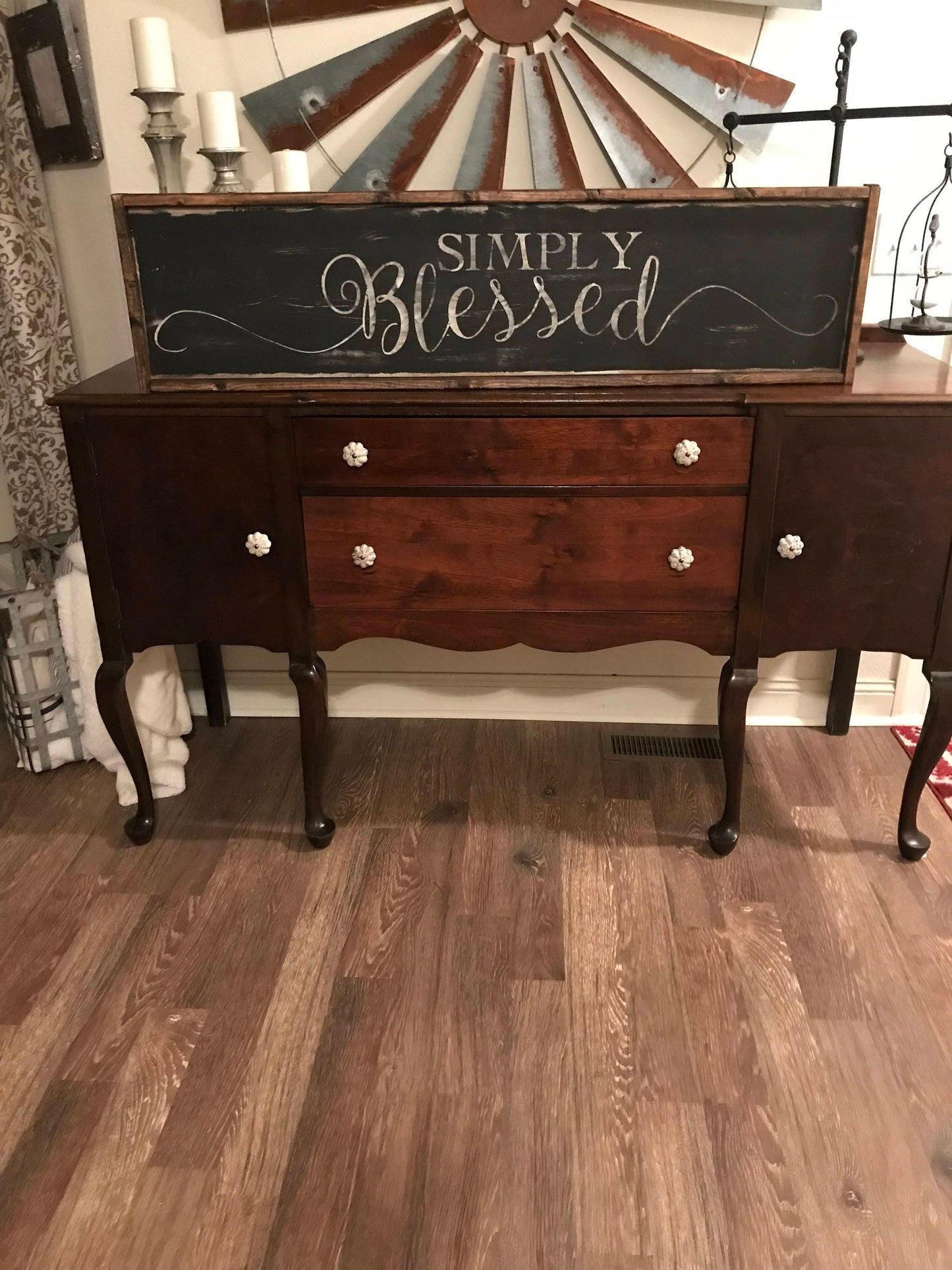 Ready to ship/Featured in Country Sampler magazine/Huge simply blessed sign/farmhouse sign/rustic wall decor/blessed sign