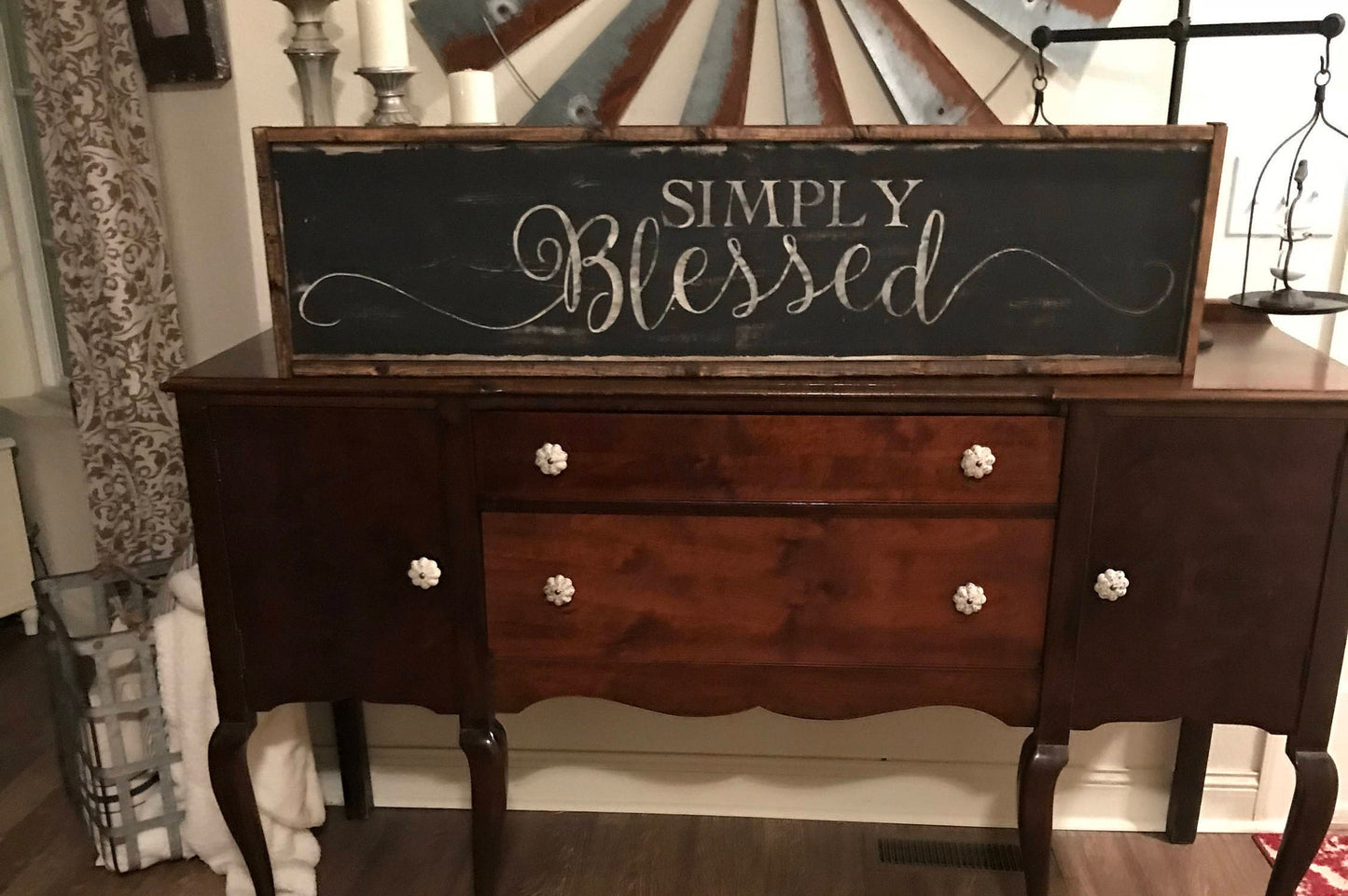 Ready to ship/Featured in Country Sampler magazine/Huge simply blessed sign/farmhouse sign/rustic wall decor/blessed sign