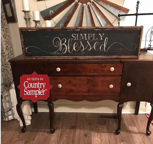 Ready to ship/Featured in Country Sampler magazine/Huge simply blessed sign/farmhouse sign/rustic wall decor/blessed sign