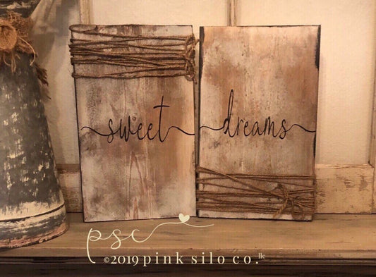 Sweet dreams sign/set of signs/bedroom sign/farmhouse sweet dreams sign/rustic sweet dreams sign/nursery sign