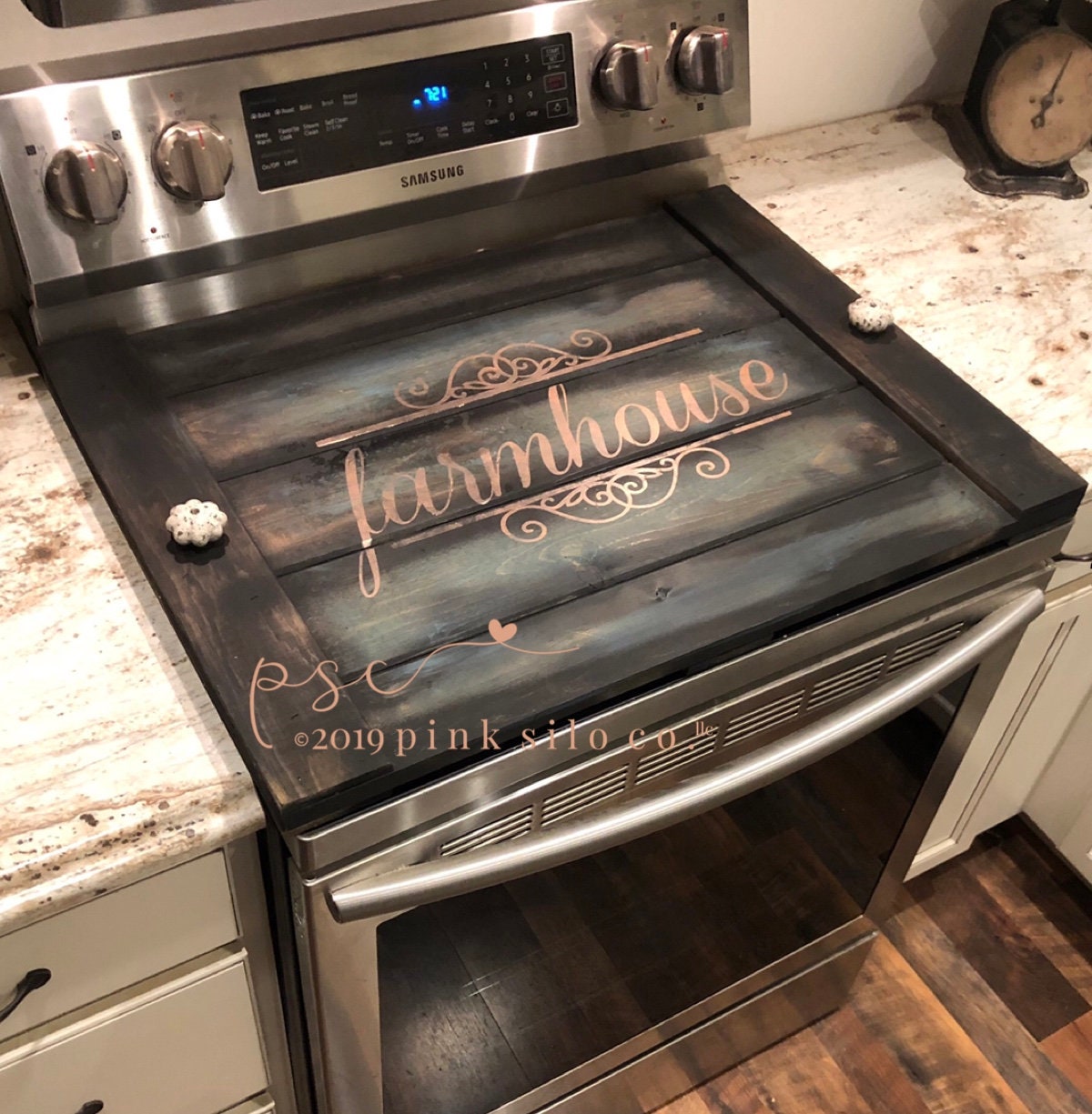 Farmhouse stove top board/teal stove cover with rose gold/noodle board/cover for stove/stove cover/stove tray/oven board