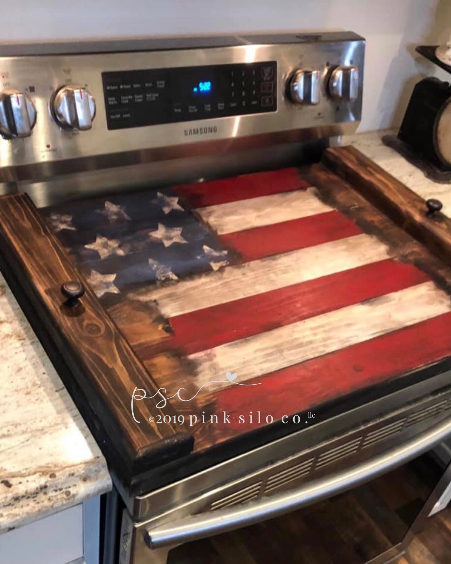 American flag noodle board/American flag stove cover/rustic Americana decor/rustic stove top cover/God bless America sign/tray