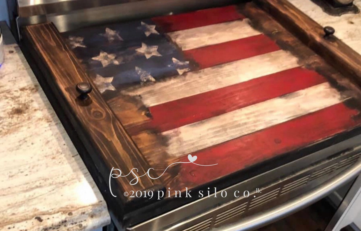 American flag noodle board/American flag stove cover/rustic Americana decor/rustic stove top cover/God bless America sign/tray