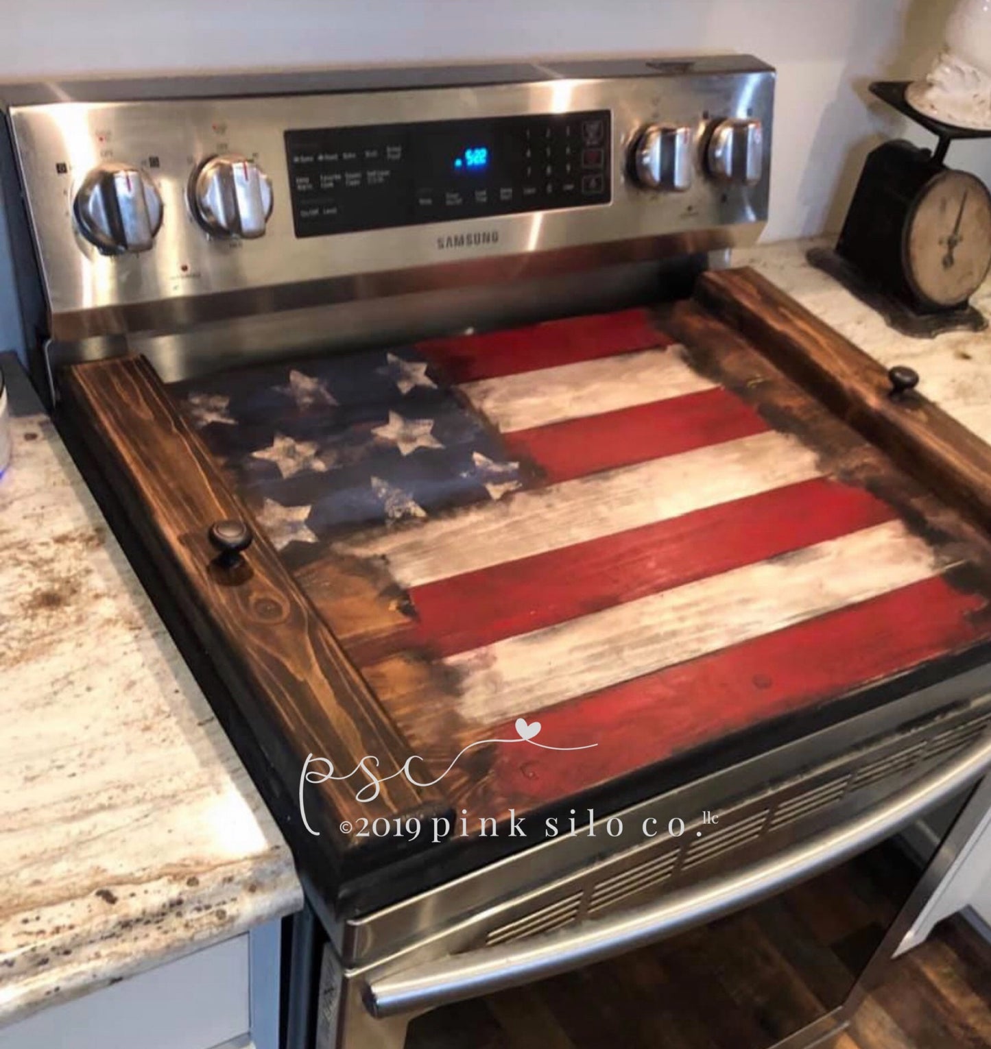 American flag noodle board/American flag stove cover/rustic Americana decor/rustic stove top cover/God bless America sign/tray