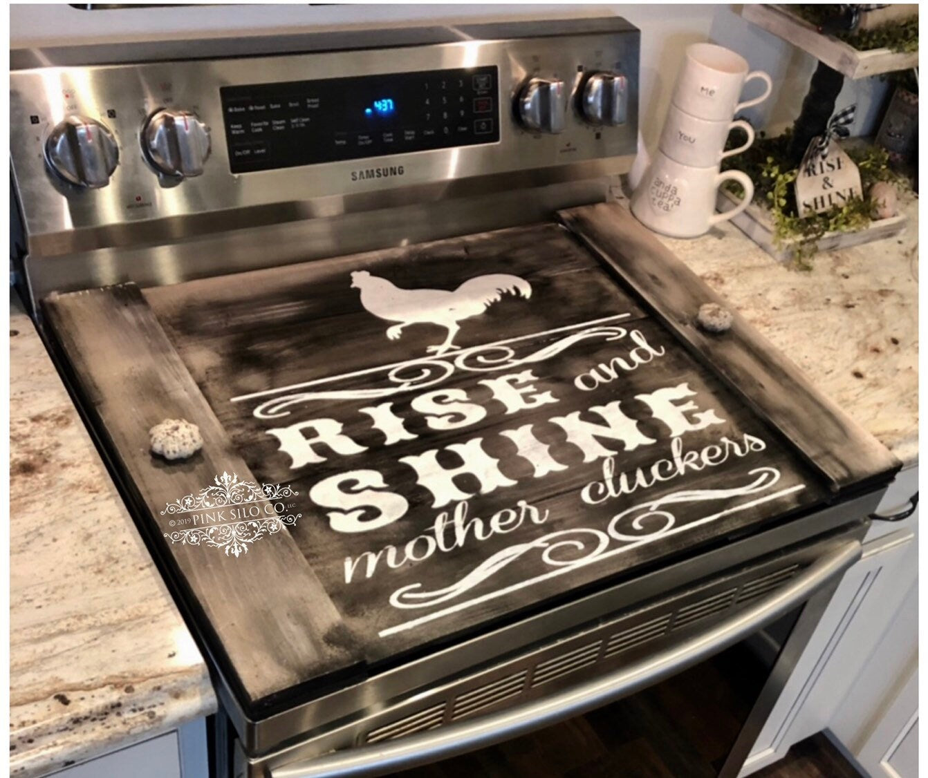 Rise and shine mother cluckers noodle board/rooster noodle board/stove cover/stovetop cover/farmhouse noodle board/wood stove