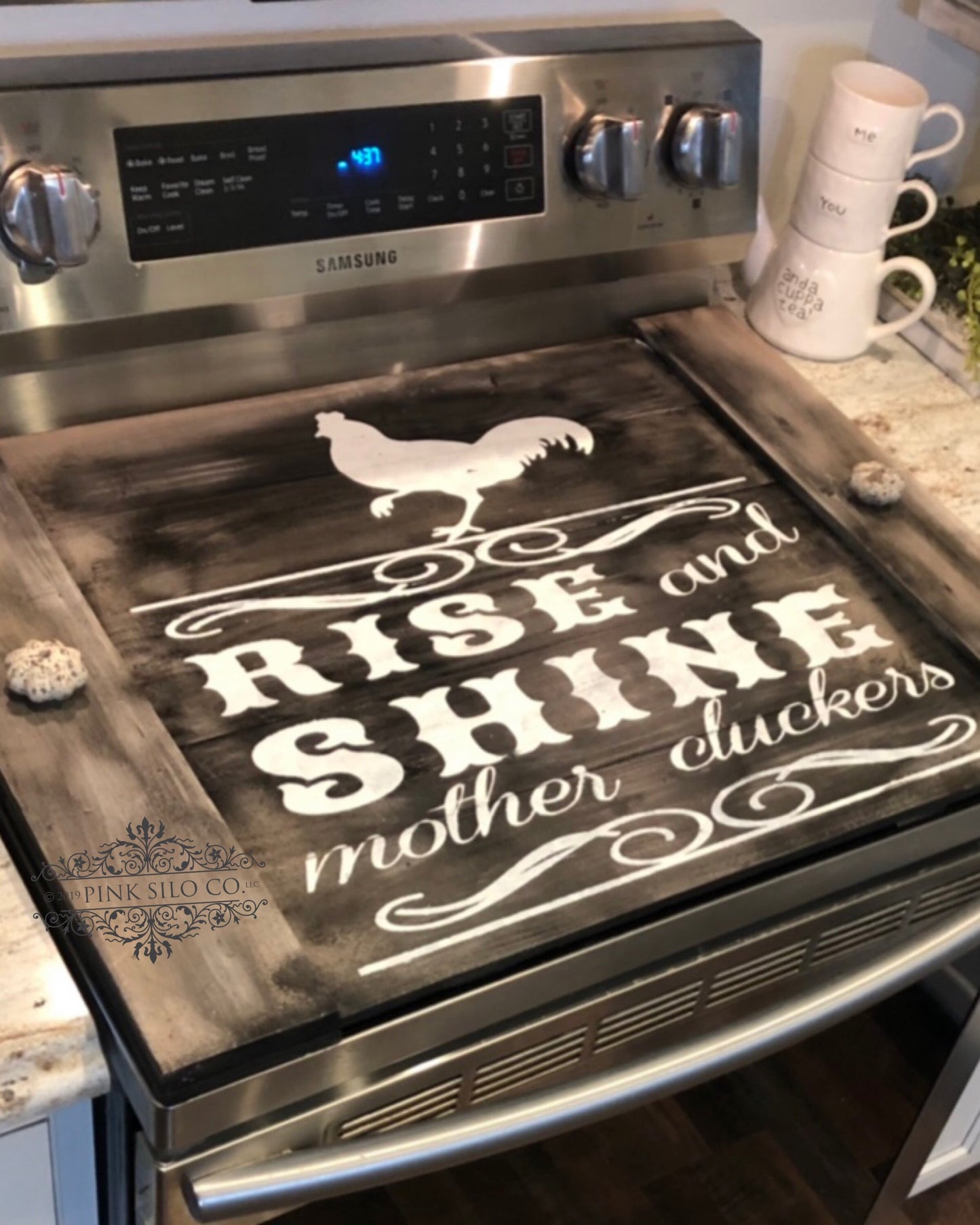 Rise and shine mother cluckers noodle board/rooster noodle board/stove cover/stovetop cover/farmhouse noodle board/wood stove