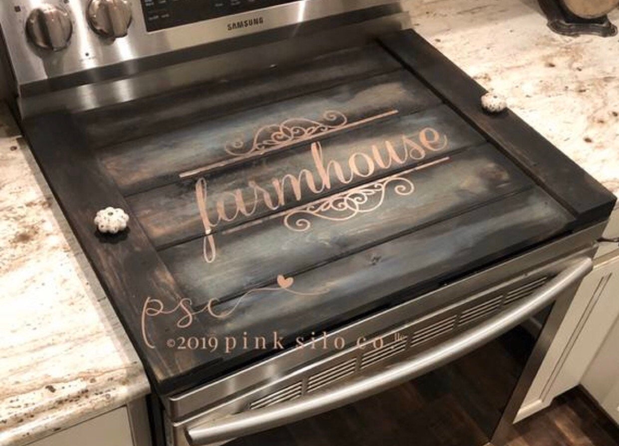 Farmhouse stove top board/teal stove cover with rose gold/noodle board/cover for stove/stove cover/stove tray/oven board