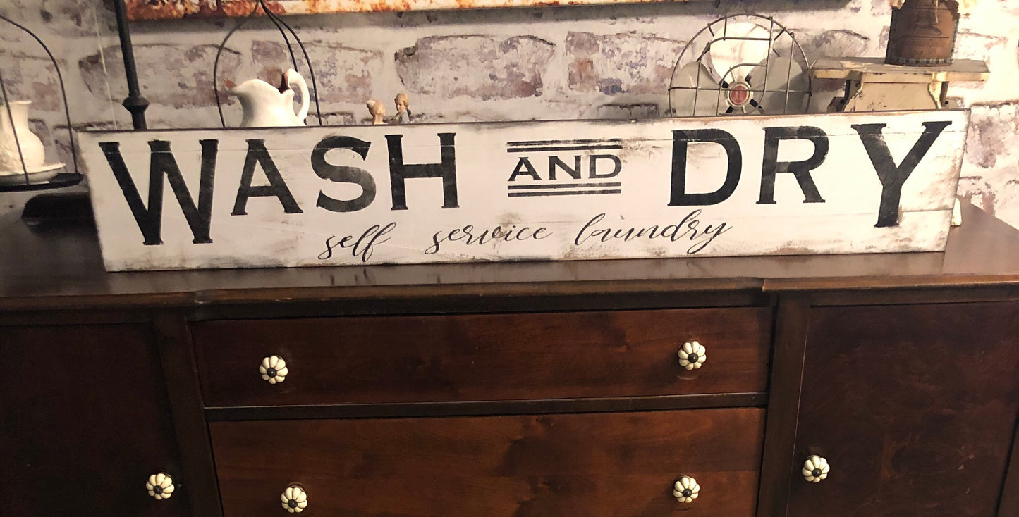 Large wash sign /laundry sign/rustic laundry sign/wash and dry sign/laundry room sign/bathroom sign/farmhouse decor/self service