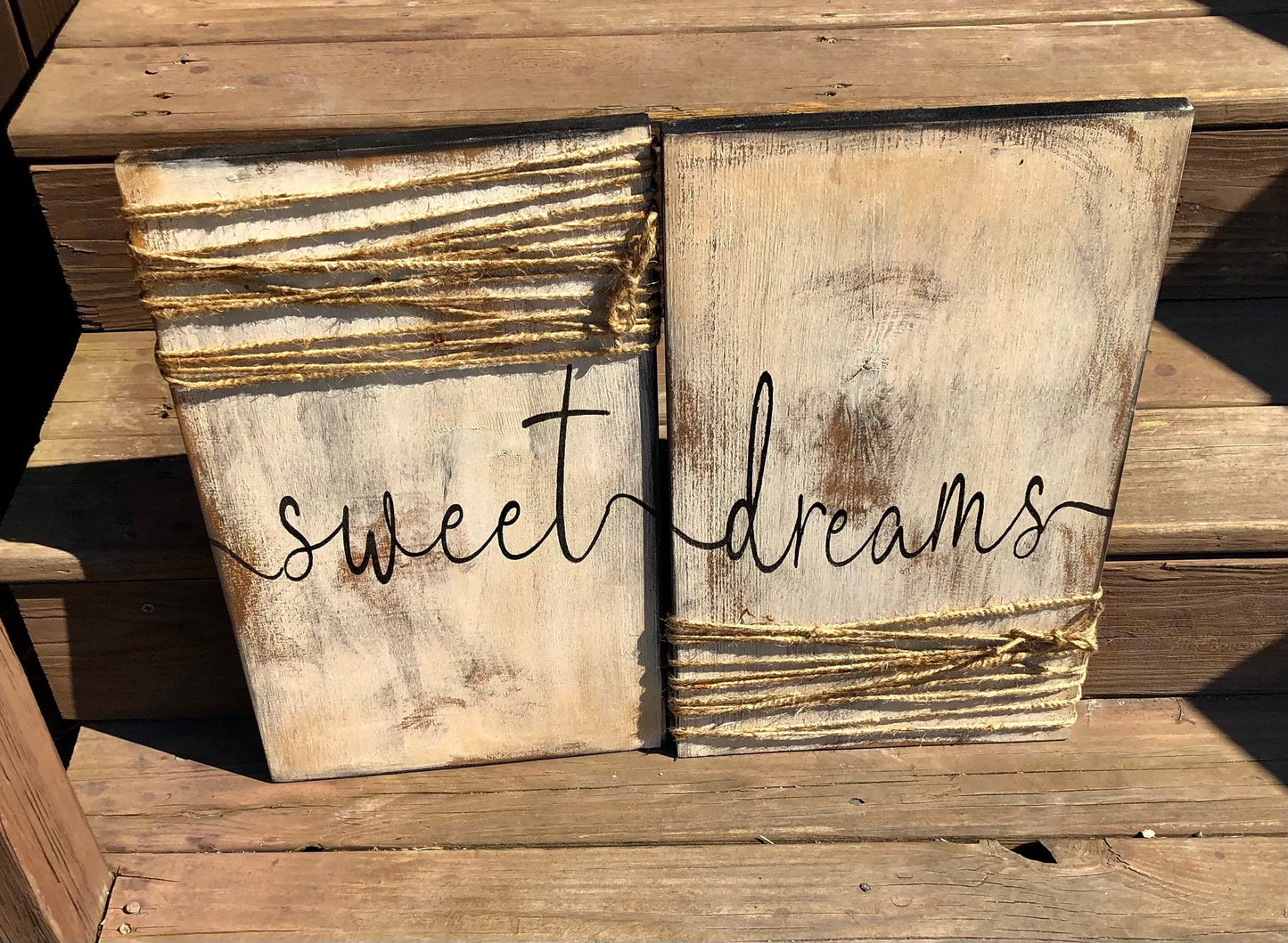 Sweet dreams sign/set of signs/bedroom sign/farmhouse sweet dreams sign/rustic sweet dreams sign/nursery sign/18” x 11.25”