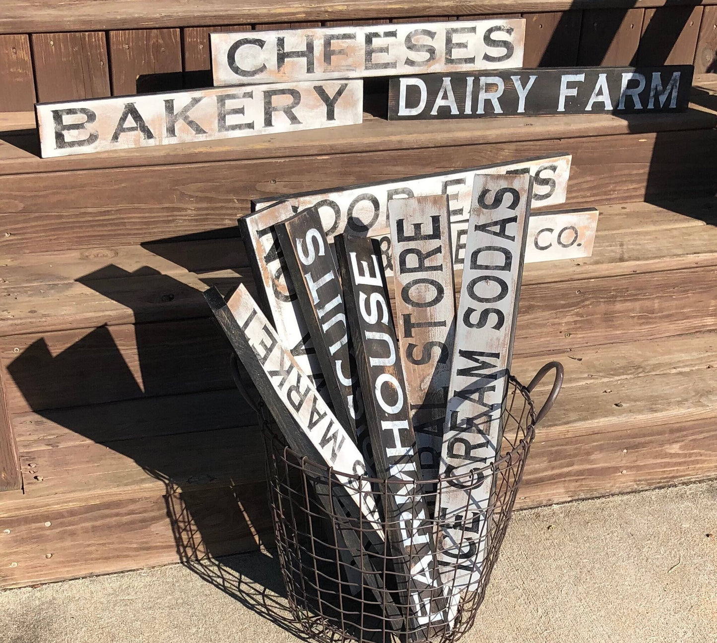 You pick/Mini signs/Farmhouse sign/Rustic sign /milk and dairy sign/farmers market sign/24 inches x 3 1/2 inches/vintage signs