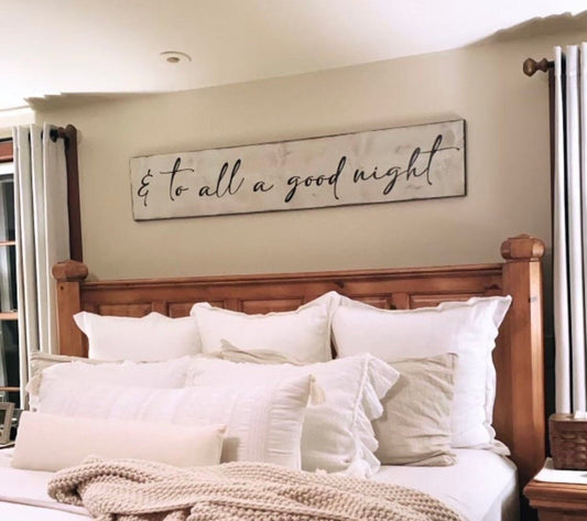 And to all a good night sign/bedroom sign/farmhouse sign/rustic hand painted sign/ Christmas signs