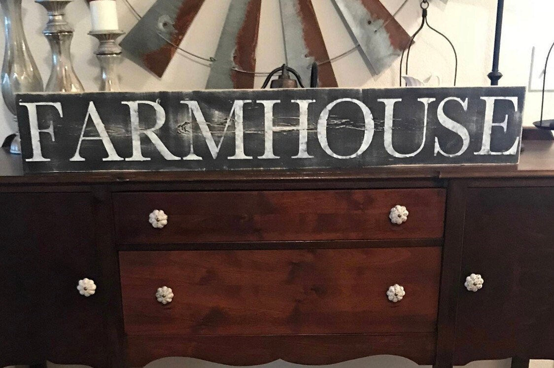 Farmhouse sign/3,4 or 5 ft farmhouse sign/rustic sign/farmhouse wall decor/distressed sign/hand painted wall decor