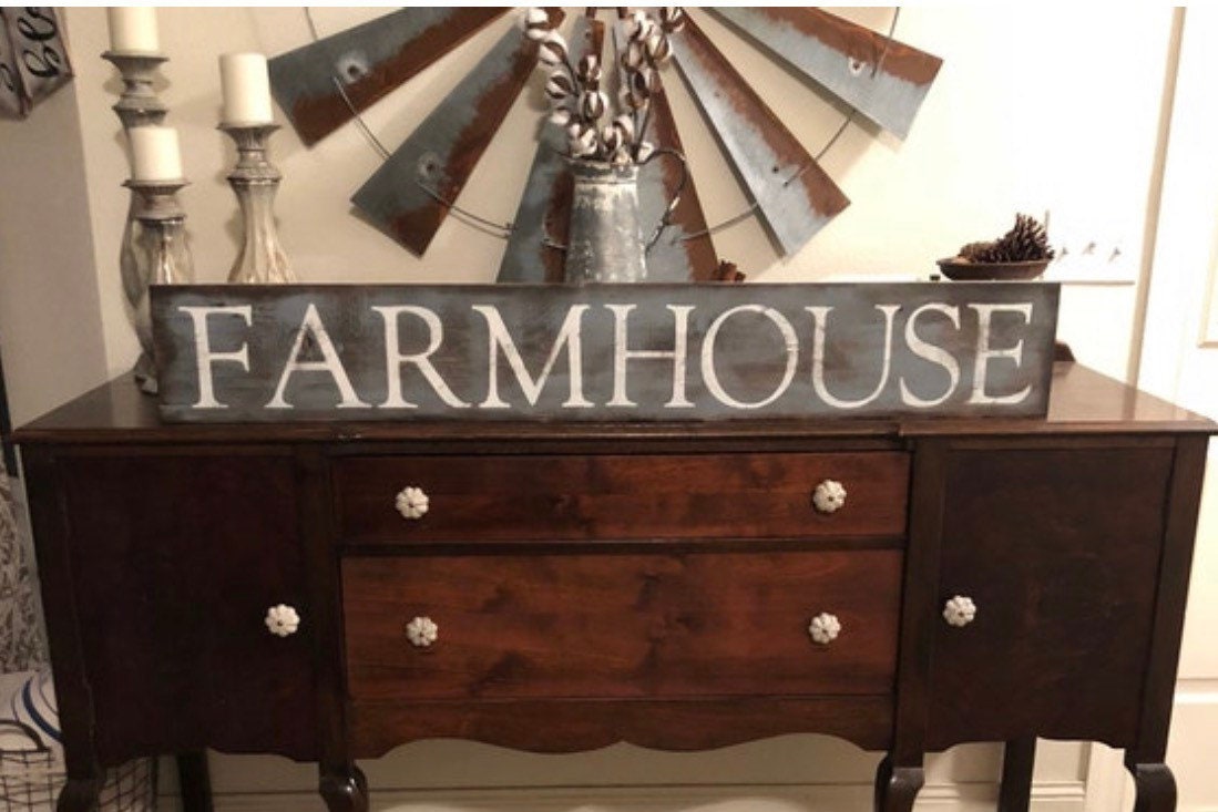 Farmhouse sign/3,4 or 5 ft farmhouse sign/rustic sign/farmhouse wall decor/distressed sign/hand painted wall decor