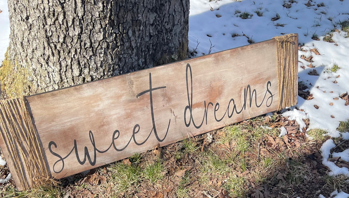 Sweet dreams sign/bedroom sign/nursery sign/ farmhouse Country wall decor/rustic distressed sign