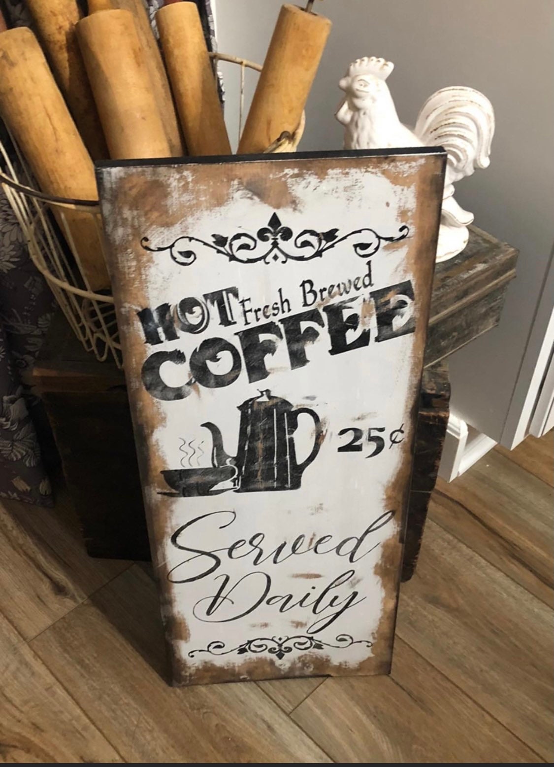 Vintage coffee sign/coffee bar sign/kitchen sign/farmhouse coffee sign