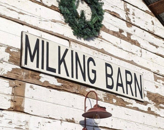 Farmhouse sign/Modern farmhouse sign/milking barn sign/cow sign/rustic hand painted sign