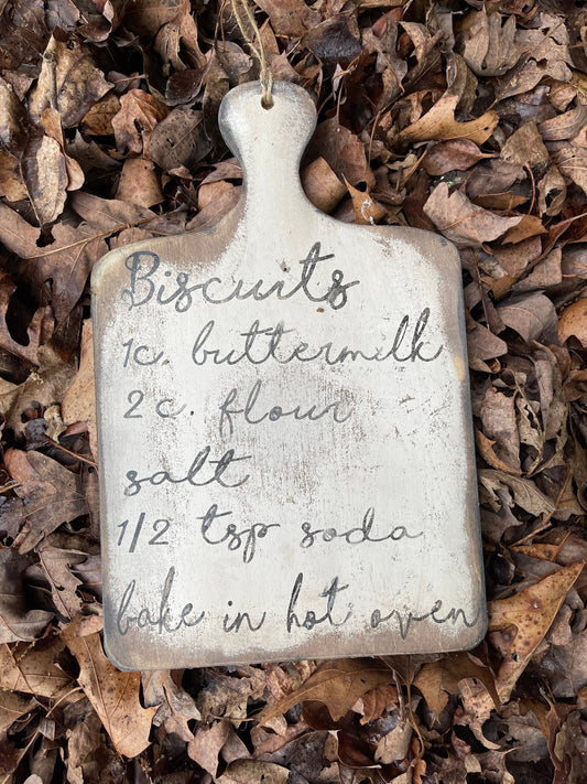 Cutting board sign /highly distressed decorative cutting board sign/recipe sign/vintage cutting board sign/biscuits  sign