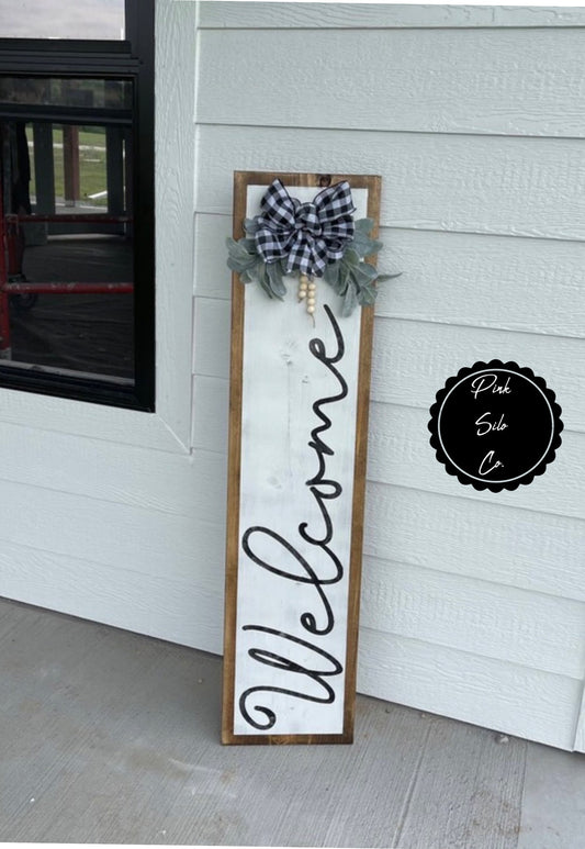 Front porch sign/Vertical welcome sign/leaner sign/modern farmhouse front door sign/farmhouse decor