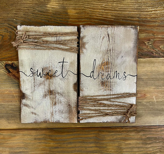 Sweet dreams sign/set of signs/bedroom sign/farmhouse sweet dreams sign/rustic sweet dreams sign/nursery sign