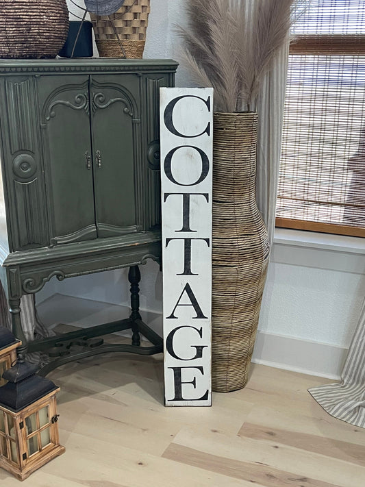 Cottage sign/Farmhouse sign /large  farmhouse sign/rustic sign/farmhouse decor/distressed sign/modern farmhouse sign/vertical