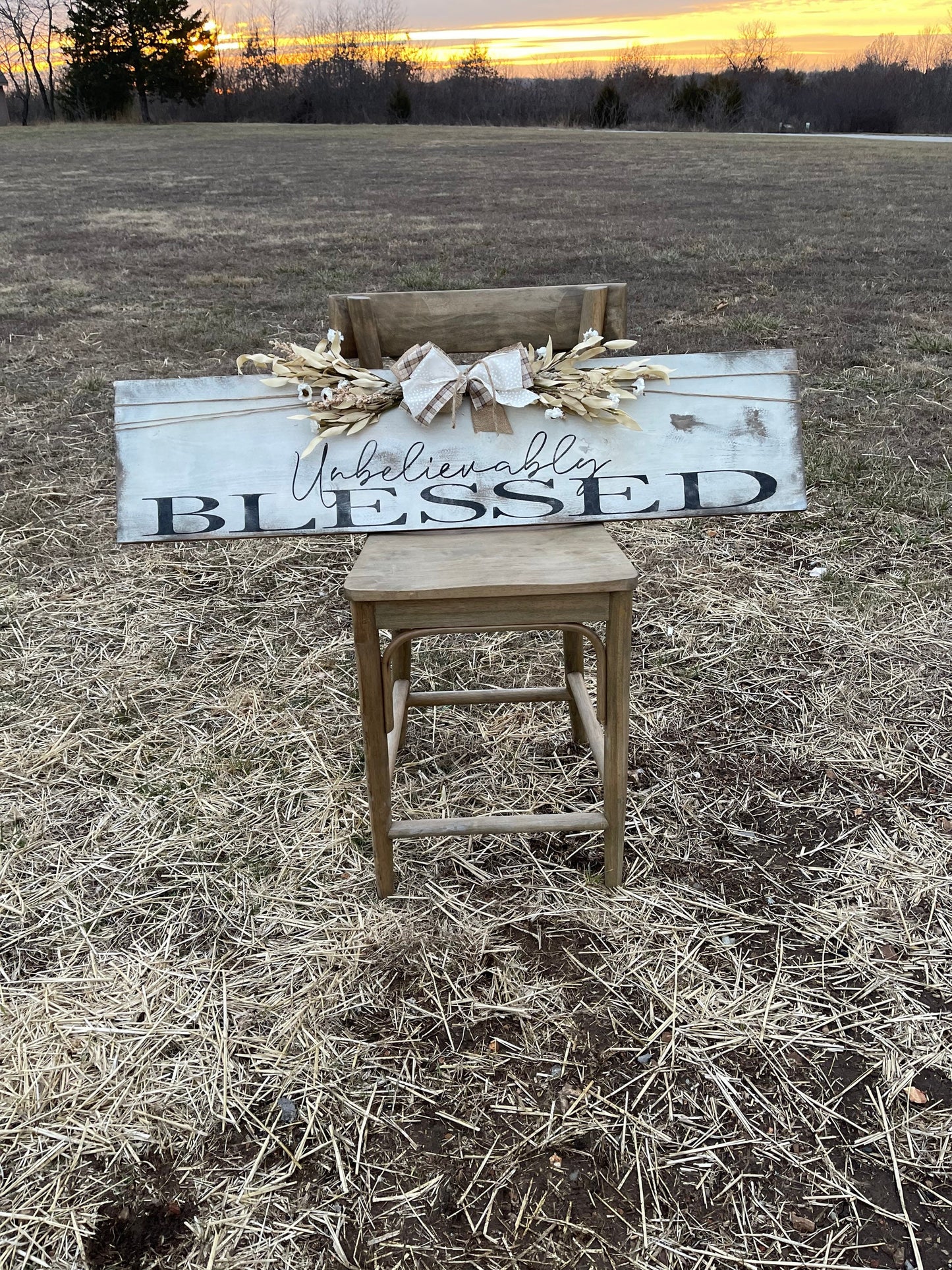 Rustic blessed sign/large sign // Unbelievably blessed sign/rustic wood painted sign/farmhouse sign