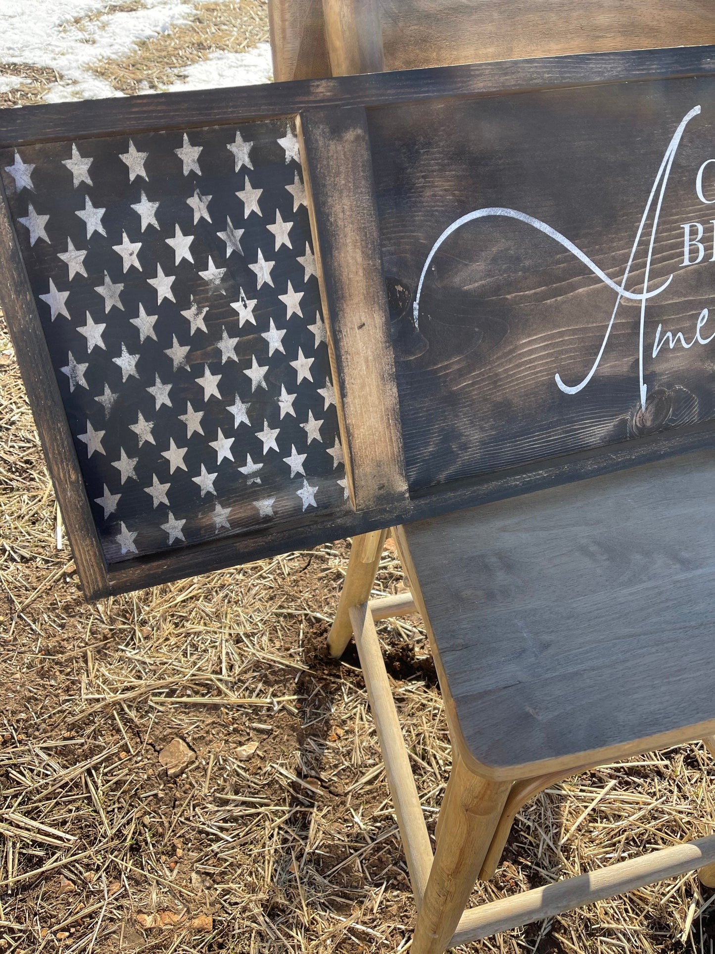 Flag sign/Hand painted wood flag sign/patriotic sign/God bless America sign/Americana decor/4th of July sign