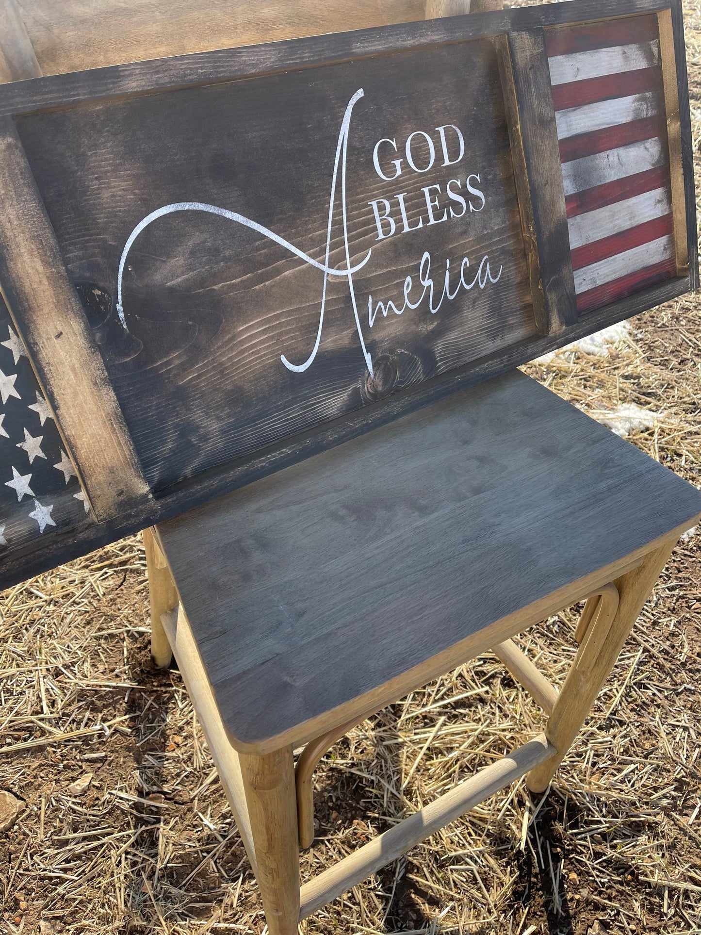 Flag sign/Hand painted wood flag sign/patriotic sign/God bless America sign/Americana decor/4th of July sign