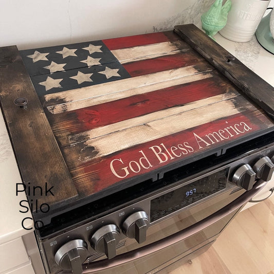 American flag noodle board/American flag stove cover/rustic Americana decor/rustic stove top cover/God bless America