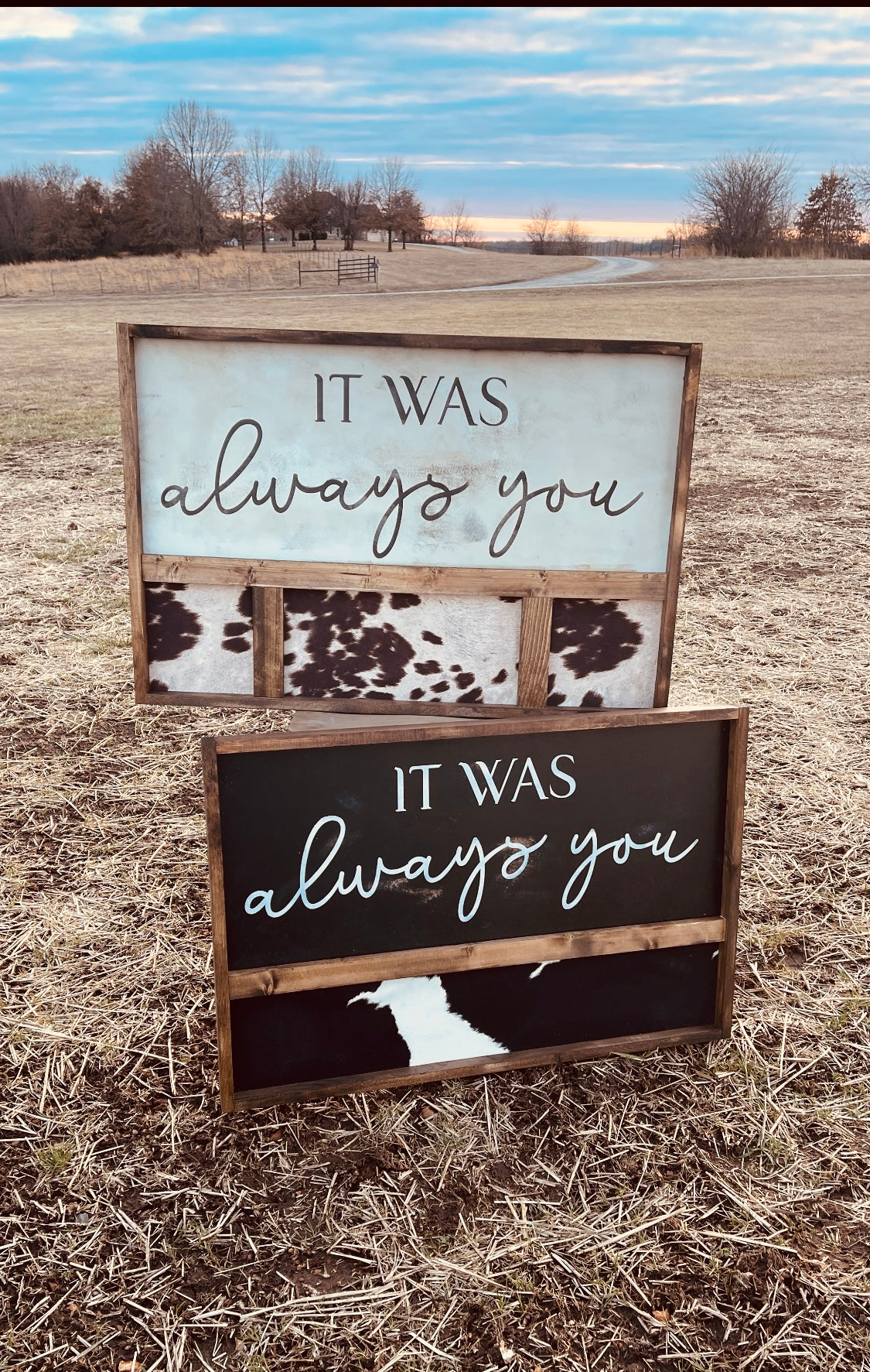 Large cowhide sign